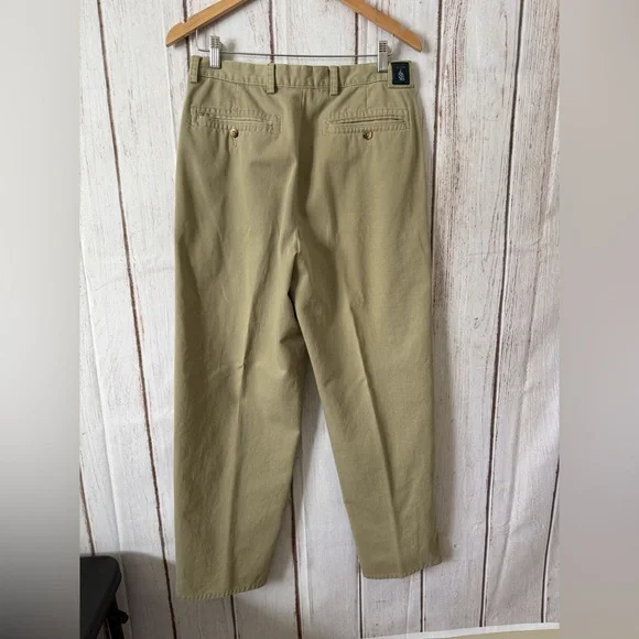 Vintage Nautica Men's Size 32 Pleated Front Chino Pants Khaki 100% Cotton - Picture 3 of 6